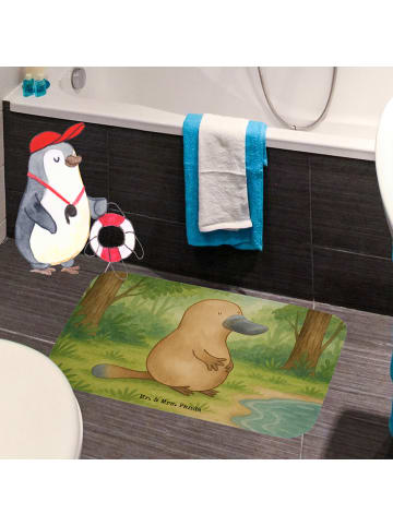 Mr. & Mrs. Panda Badematte Schnabeltier Mut Design ohne Spruch in Weiß