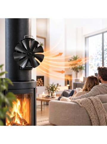 relaxdays Kaminventilator in Schwarz - (B)16 x (H)20 x (T)12,5 cm