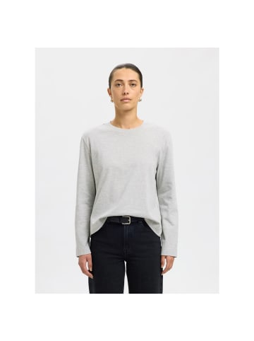 Selected Langarmshirt in Light Grey Melange