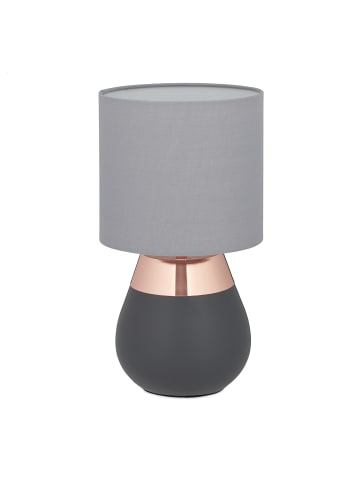 relaxdays Tischlampe in Grau/ Kupfer - (H)32 x Ø 18 cm