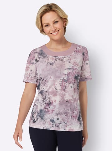 Sieh an! Kurzarmshirt in mauve-steingrau-bedruckt