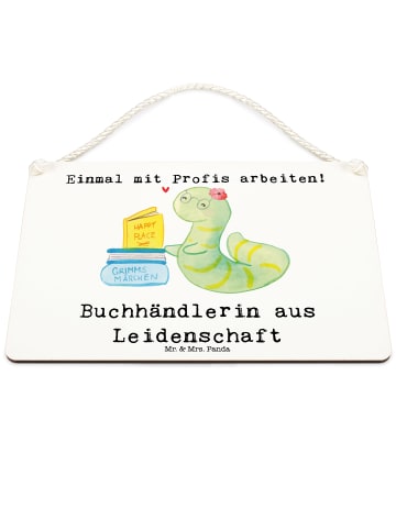 Mr. & Mrs. Panda Wegweiser Buchhändlerin Leidenschaft mit Spruch in Weiß
