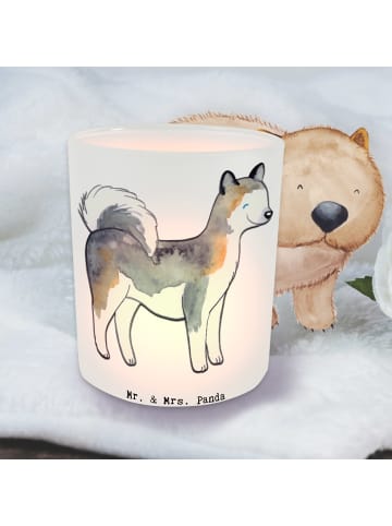 Mr. & Mrs. Panda Windlicht Glas Siberian Husky Moment ohne Spruch in Transparent