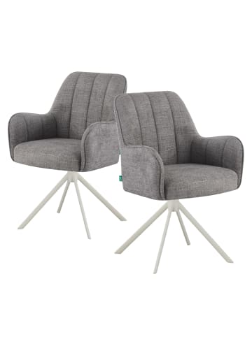 DUBI Möbel 2er-Set: Drehstuhl THOMAS-ZURI in Grau - (B)58 x (H)88 x  (T)62 cm
