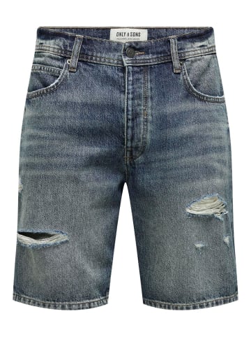 Only&Sons Shorts Denim Midi Bermuda Mid Waist Pants in Dunkelblau