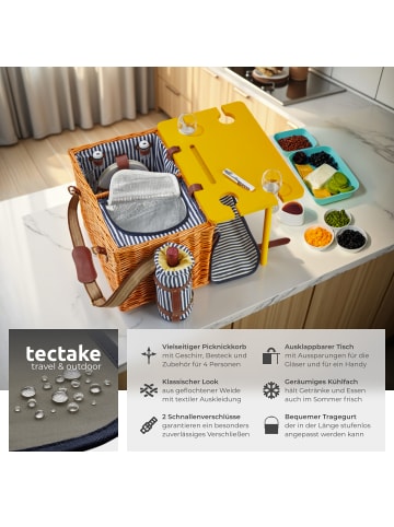tectake Ausflugstasche Rügen für 4 Personen, mit Kühlfach & Zubehör