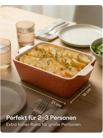 Praknu Auflaufform Keramik Rot 21cm – Backofen 280°C & Mikrowelle