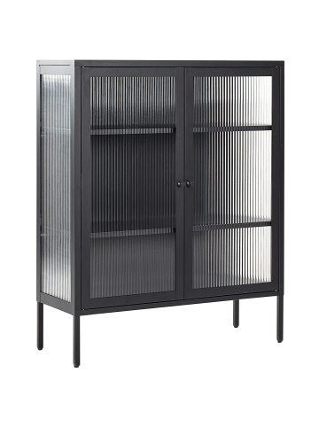 Beliani Vitrine LERRYN in Schwarz - (W) 90 x (H) 111 x (L) 35 cm