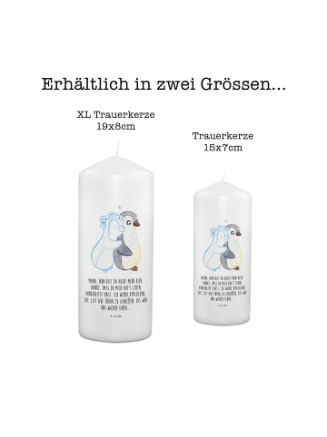 Mr. & Mrs. Panda Beileidskerze Trauer Mama mit Spruch in Weiß