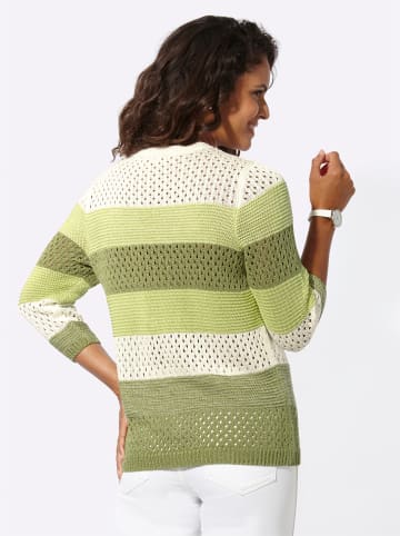 WITT WEIDEN Ajourpullover in schilf-ecru-geringelt