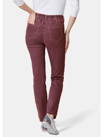 GOLDNER Kurzgröße:  Damen Jeans Slim Fit LOUISA, Stretch in rostbraun