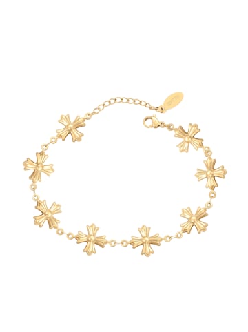 faina Women Link Bracelet With Floral Motif in Gold