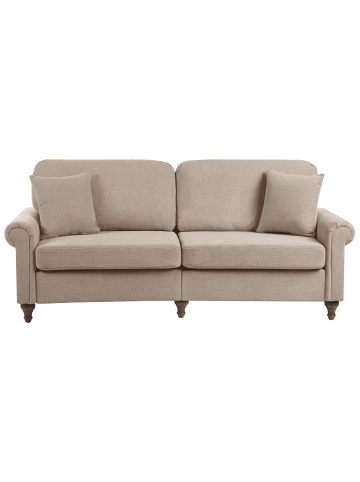 Beliani 3-Sitzer Sofa GINNERUP in Beige/Braun - (W) 195 x (H) 84 x (L) 76 cm