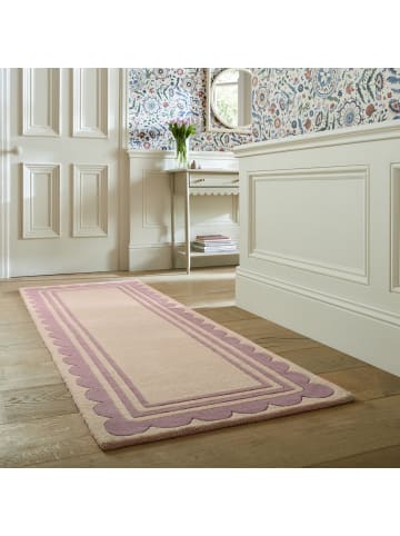 KADIMA DESIGN Wollteppich Grafisch, Rahmen, Wohnzimmer schmutzabweisend in Lila-Beige