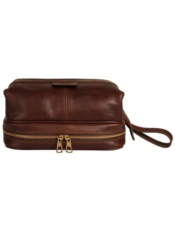 piké Kulturtasche echt Leder in braun