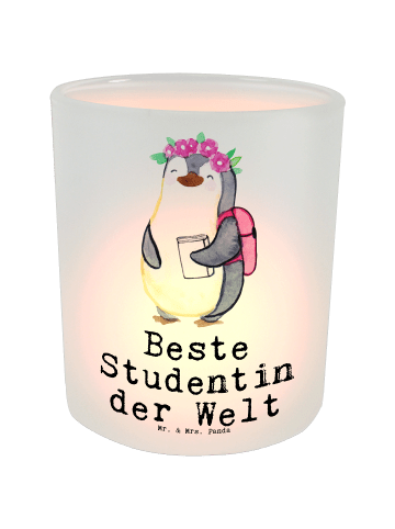 Mr. & Mrs. Panda Teelicht Pinguin Beste Studentin der Welt mit S... in Transparent