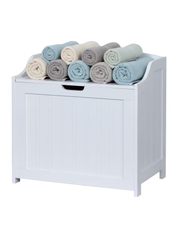 relaxdays Wäschetruhe in Weiß - (B)56 x (H)53 x (T)36 cm