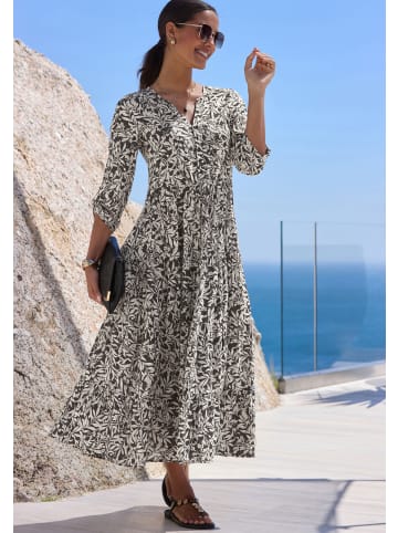 LASCANA Maxikleid in schwarz-creme bedruckt