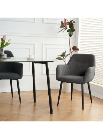 home24 Armlehnenstuhl Ecunda 2er-Set in Anthrazit