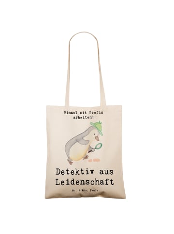 Mr. & Mrs. Panda Einkaufstüte Detektiv Leidenschaft mit Spruch in Creme