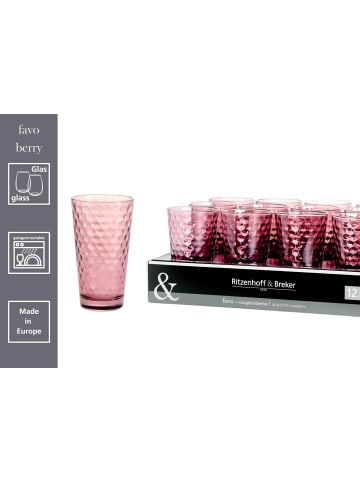 Ritzenhoff & Breker 12er Set Longdrinkgläser Favo in 400 ml in Berry