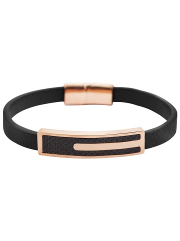 Adeliás Unisex Armband aus Leder 21,5 cm in schwarz