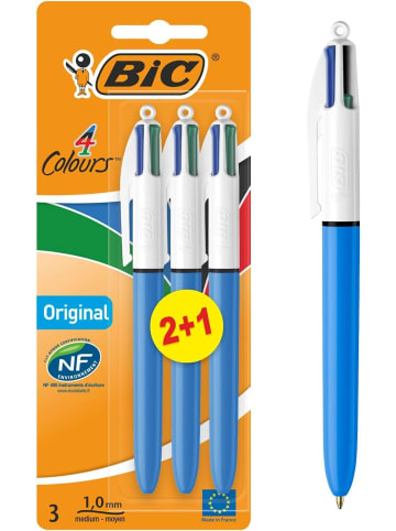 Bic 4 Farben Kugelschreiber Set 4 Colours Original, 3er Pack, Ideal für das Büro