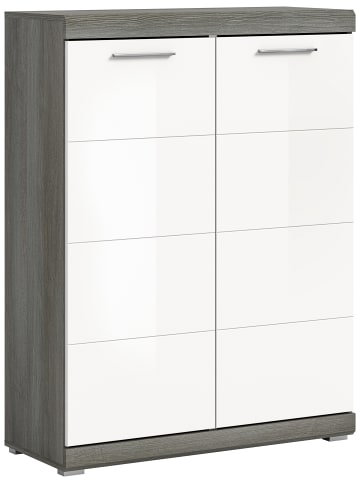 xonox.home Schuhschrank  (B/H/T: 90x120x37 cm) in Rauchsilber und weiß Hochglanz