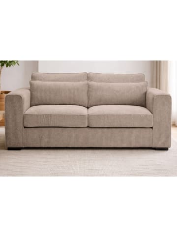 Inn.Furn Sofa beige-braun Cord 2,5-Sitzer 200 cm, Couch mit Wellenfederung