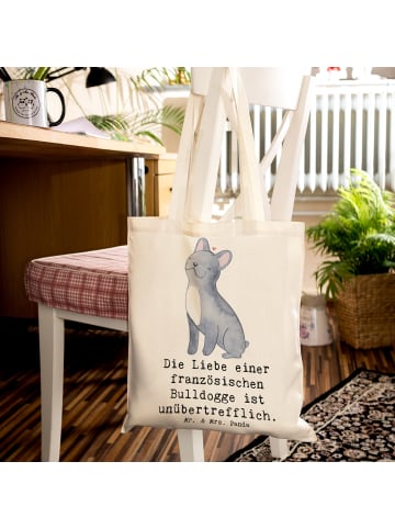 Mr. & Mrs. Panda Tasche Französische Bulldogge Liebe mit Spruch in Creme