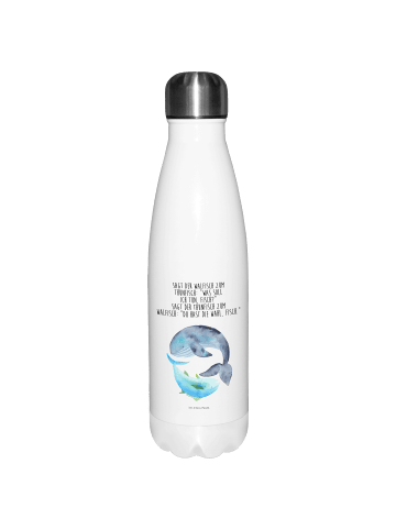 Mr. & Mrs. Panda Thermosflasche Walfisch Thunfisch mit Spruch in Weiß
