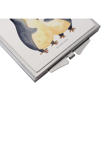 Mr. & Mrs. Panda Schminkspiegel Pinguin umarmen ohne Spruch in Weiß