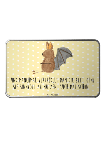 Mr. & Mrs. Panda Keksdose Metall Fledermaus Sitzen mit Spruch in Gelb Pastell