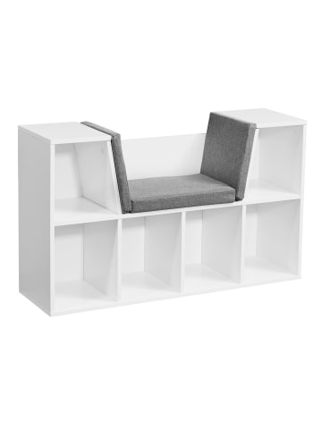 KADIMA DESIGN Regal-Sitzbank | Weiß, 101.5x61.5cm, 6 Fächer, Grau