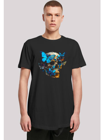 F4NT4STIC Long Cut T-Shirt Schmetterling Skull LONG TEE in schwarz