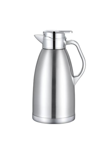Cheffinger Thermoskanne 1,8L Isolierkanne Teekanne Thermosflasche Kaffeekanne in Silber