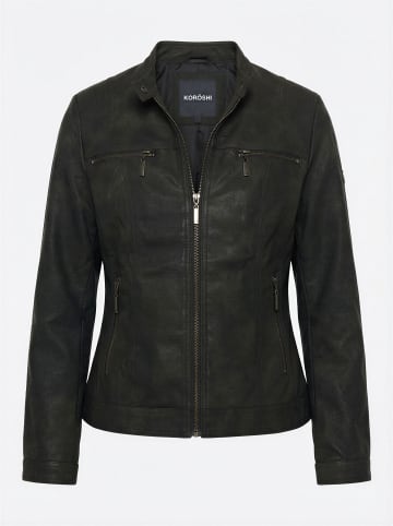 KOROSHI Damenjacke mit nubukleder-effekt in Schwarz