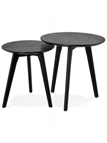KADIMA DESIGN Runde Satztische aus schwarzem MDF mit Eichenbeinen | Modernes Design in Schwarz