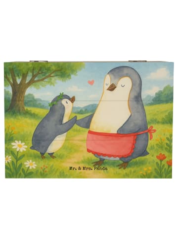 Mr. & Mrs. Panda Erinnerungsbox Pinguin mit Kind Design ohne Spruch in Weiß