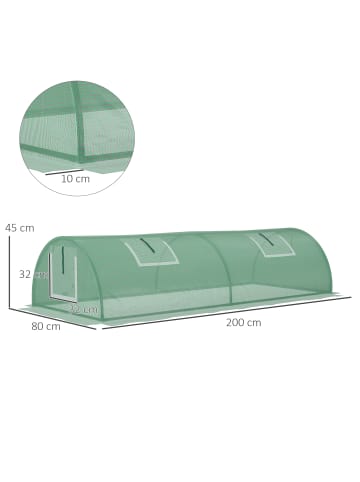 Outsunny Gewächshaus in Grün 300L x 80B x 45H cm