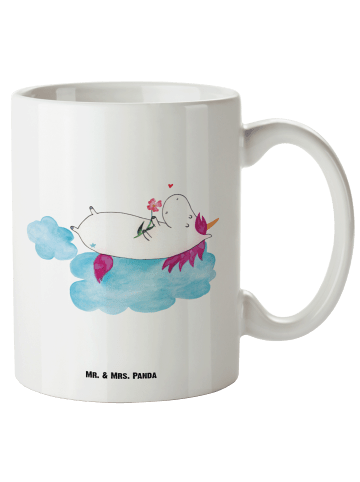 Mr. & Mrs. Panda Tasse Einhorn Verliebt ohne Spruch in Weiß