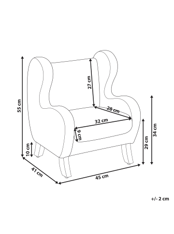 Beliani Kindersessel FARUM in Weiß/Braun - (W) 45 x (H) 55 x (L) 41 cm
