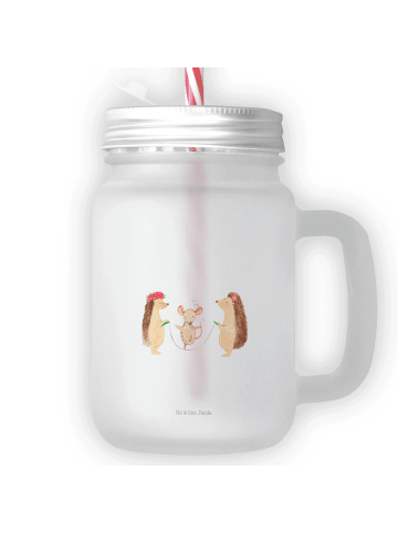 Mr. & Mrs. Panda Trinkglas Mason Jar Igel Seilhüpfen ohne Spruch in Transparent