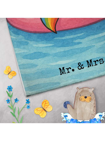 Mr. & Mrs. Panda Handtuch Einhorn Blümchentail Design ohne Spruch in Weiß