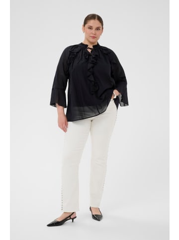 KAFFE curve Bluse langarm KCflori A-shape in Black Deep