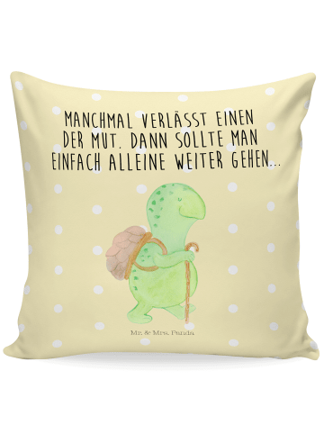 Mr. & Mrs. Panda Dekokissen Schildkröte Wanderer mit Spruch in Gelb Pastell