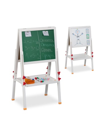 relaxdays Kinderstandtafel in Weiß - (B)45 x (H)81 - 104 x (T)42 cm