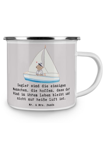 Mr. & Mrs. Panda Becher Segeln Lebenswind mit Spruch in Grau Pastell
