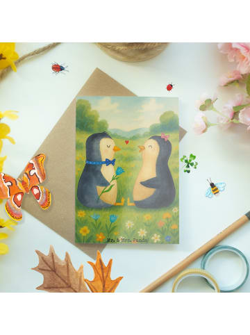 Mr. & Mrs. Panda Klappkarte Pinguin Pärchen Design ohne Spruch in Weiß