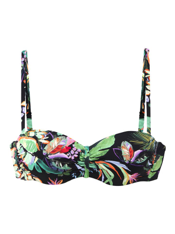 Venice Beach Bügel-Bandeau-Bikini-Top in schwarz bedruckt